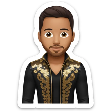 Romeo Santos with dark brown hair, black sequin outfit sticker