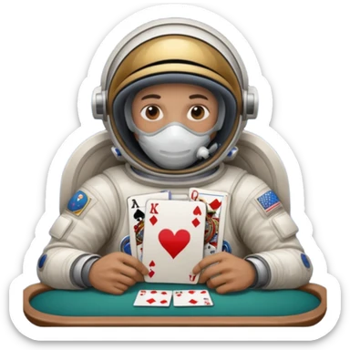 Astronaut with mask down playing poker sticker