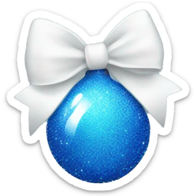 Blue sparkly christmas bulb with white bow sticker