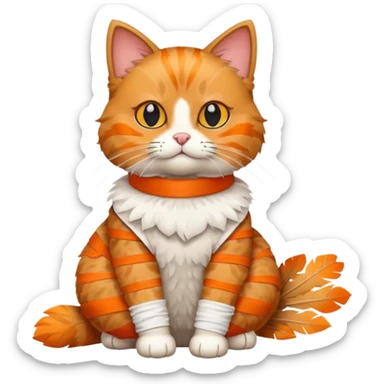 cat with a turkey bandage, sitting sticker