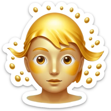 Chicken, bright egg yolk, and shiny fish floating around an open eye that emits a golden ray sticker