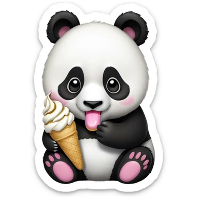 Panda eating ice cream sticker