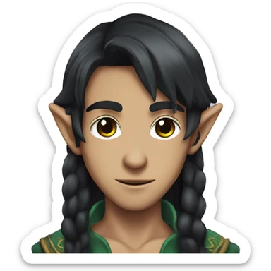 Cool anime elf with dark hair sticker