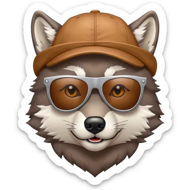 Loup avec des lunette de soleil et une casquette à l’envers  sticker
