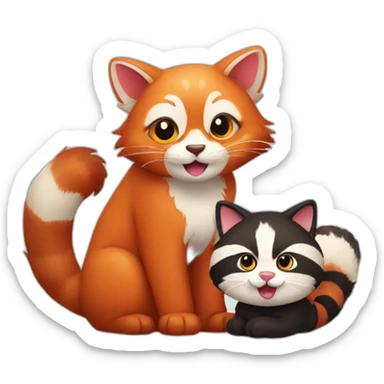 cat and red panda sticker