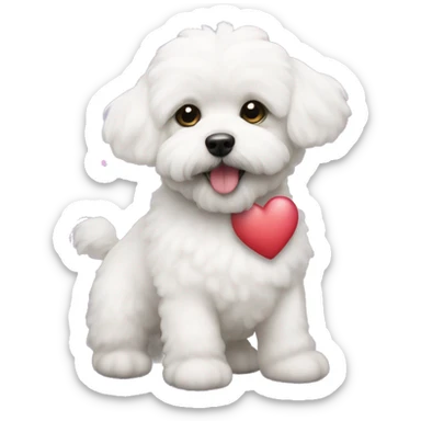 Bichon havanais with hearts sticker