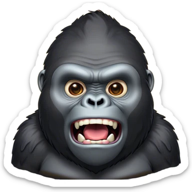 Cinematic Comical Gorilla Portrait Emoji, Head tilted dramatically with an exaggeratedly shocked expression, featuring a robust build with wide, comically expressive eyes full of humorous disbelief, Simplified yet hilariously expressive features, highly detailed, glowing with a slightly sassy jungle glow, high shine, dramatic yet playful, stylized with an air of quirky primate attitude, soft glowing outline, capturing the essence of a meme-worthy gorilla that appears ready to side-eye its way into viral fame! sticker