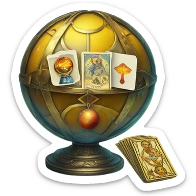 Tarot cards and a magic ball sticker