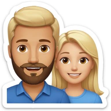 pareja hombre con barba y mujer rubia en internet charlando en streaming sticker