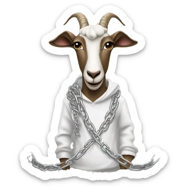 a goat rapper with chains and a microphone sticker