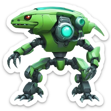 a futuristic mechanical spiky Medabot-lizard full body sticker