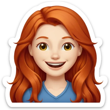 Excited long haired redhead winking sticker