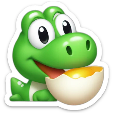 Yoshi with a dotted green and white egg sticker