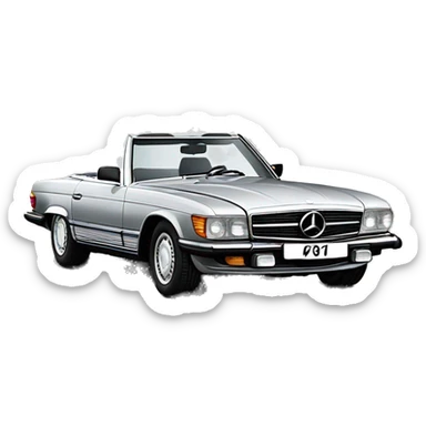 Mercedes benz w107 sl in silver  sticker