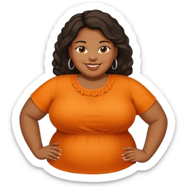 overweight black woman with organge blouse sticker