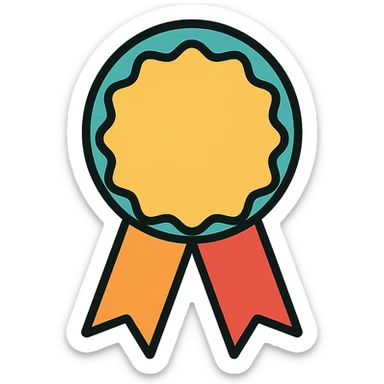 vector icon of a gold guarantee seal symbol with multicolor details, geometric seal shape, elegant and minimalist flat design, isolated on white, award badge style, 2D flat vector, trending icon look, soft shadows, no text, commercial use sticker