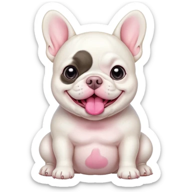 a big white fat baby french bulldog sticker