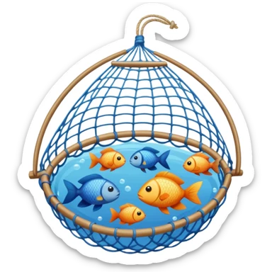 a fishing net filled with tropical fish
 sticker