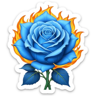 Blue rose in flame sticker