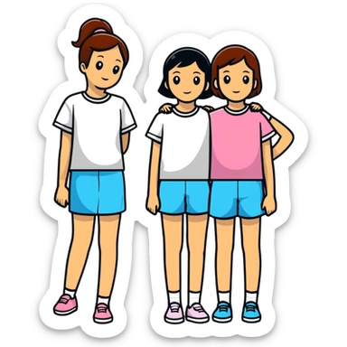 3 girls standing in a group sticker