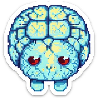 smooth brain, without the crevices, sad face sticker