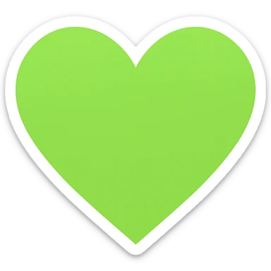 heart with a vivid lime green color, digital illustration, no background sticker