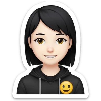 goth emo black hair peak and cool emoji sticker