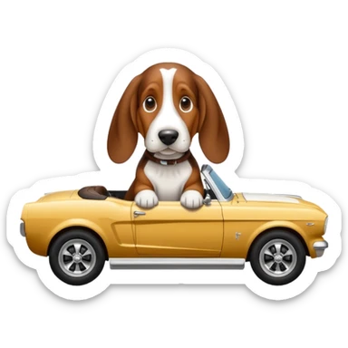 Basset hound in a 65 mustang sticker