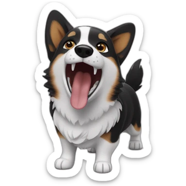 Black corgi howling sticker