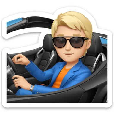 A rich boy in the super car  sticker