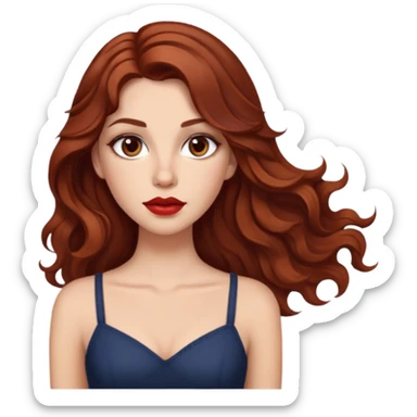 one taller girl with long brown wavy hair bih lips and brown dyes and one girl a little bit shorter than her with dark red hair eyeliner and brown eyes sticker