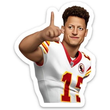 Patrick Mahomes doing a guns up hand symbol sticker