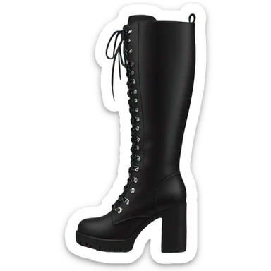 black knee high chunky heel boots sticker