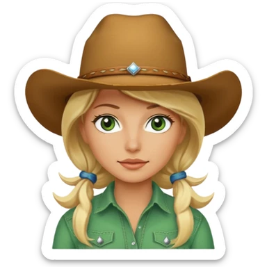 cowgirl is ugh blonde hair and green eyes  sticker