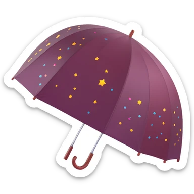 burgundy umbrella with a galaxy pattern in 3D emoji style sticker