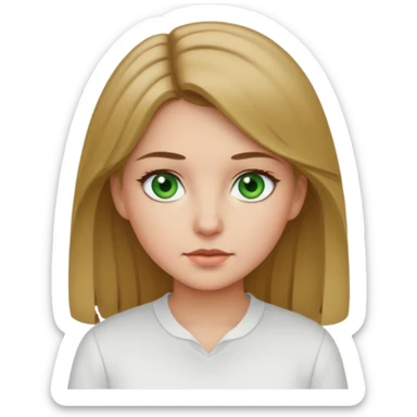 Girl in white shirt with dark blonde hair and green eyes  sticker