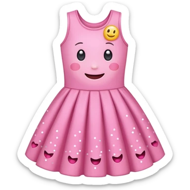 cute kawaii dress with happy smiling face and sparkles emoji style sticker