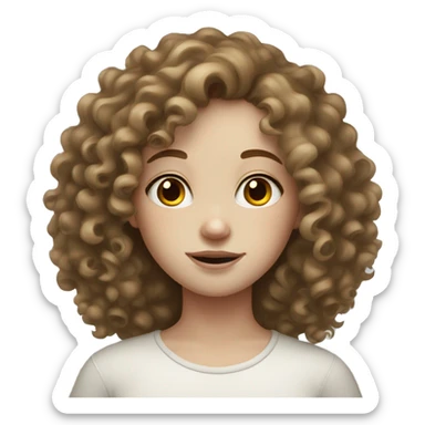 Curly hair girl with pale skin and freckles  sticker