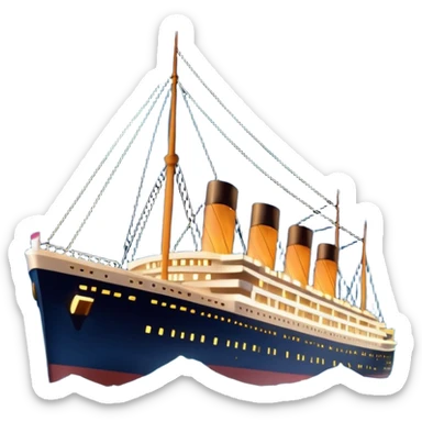 Draw the Titanic ship sailing at night with glowing lights & calm ocean waves. sticker