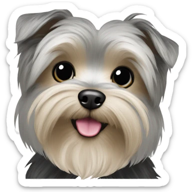 grey and black morkie full sticker