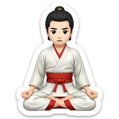 kneeling samurai in white kimono sticker