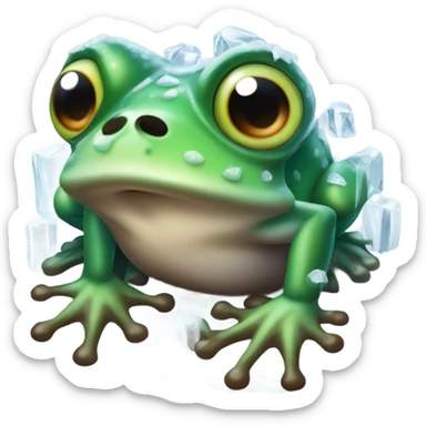 Frozen in ice frog shivering saying What the fuck ?! sticker