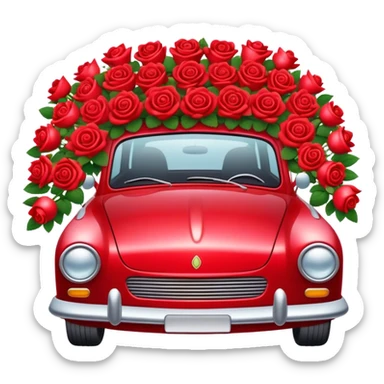 Ruby red car in the trunk many Strawberry Red roses black sticker