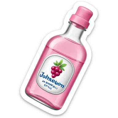 realistic Johnson and Johnson style bottle pink cap pink logo clear bottle with berry party logo with diddy oil and a berry on top bottle sticker