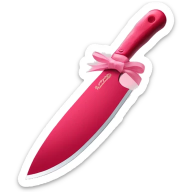 aesthetic red liquid covered knife with light pink bow on handle sticker