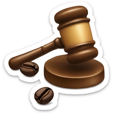 Gavel with coffee bean sticker