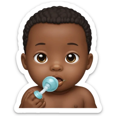 Black newborn baby, pacifier in mouth sticker