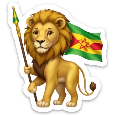 Lion carrying flag of ethiopia  sticker