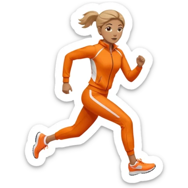 woman in orange sport suit running sticker