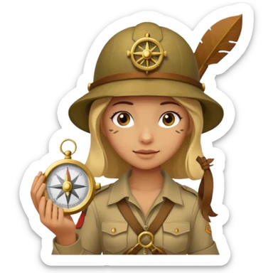 Girl + compass,Jungle Explorers. sticker